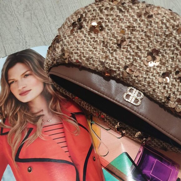 French‎ Beret Brown Sequin Crystals Hat Fashion Women Casual Formal Accessory main image 6